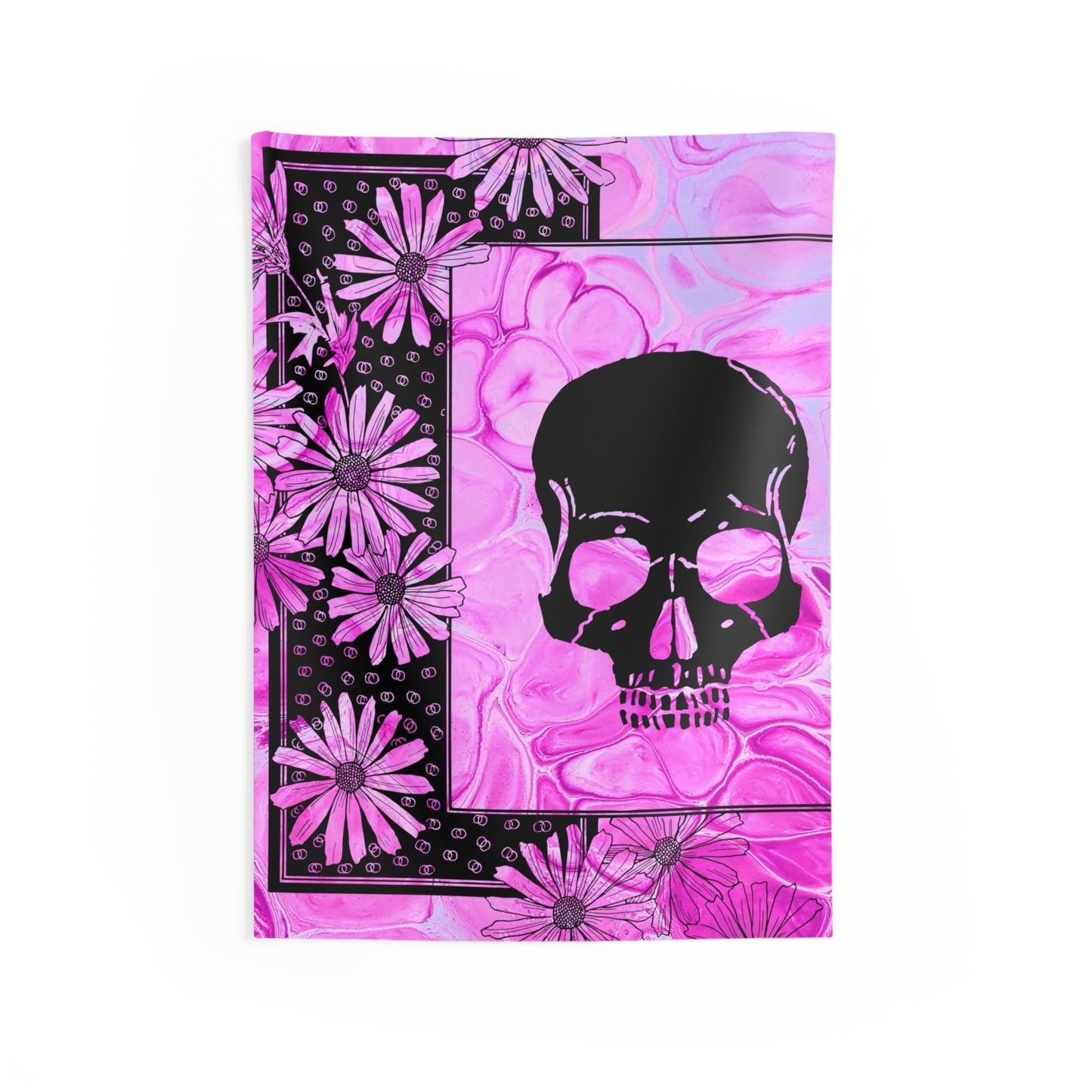 Pink Crystal Visions Skull Tapestry